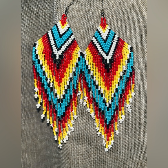 Jewelry - Colorful Beaded Fringe Earrings